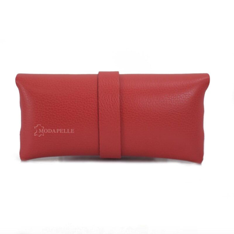 Leather glasses case in red color