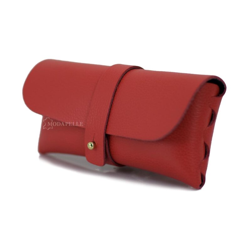 Leather glasses case in red color