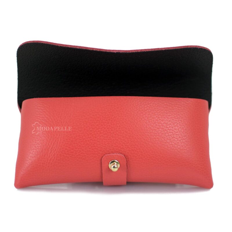 Leather glasses case in red color