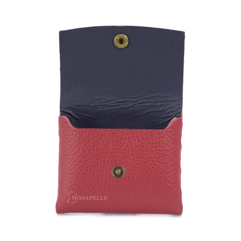 Leather coin pouch in red color