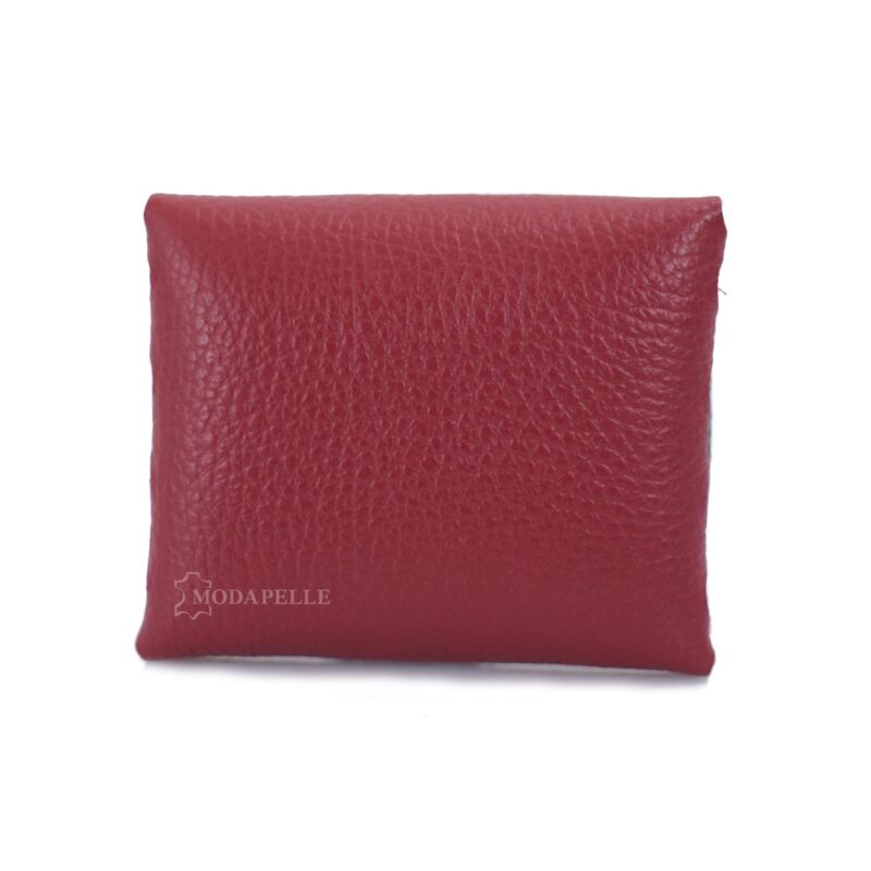 Leather coin pouch in red color