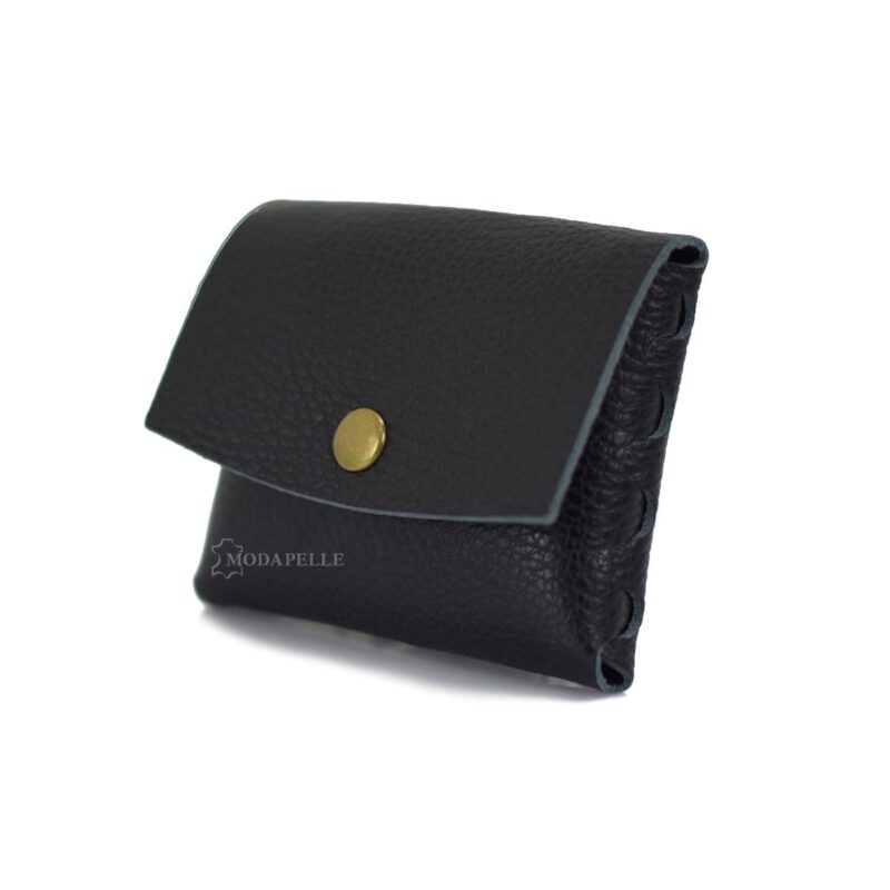 Leather coin pouch in black color