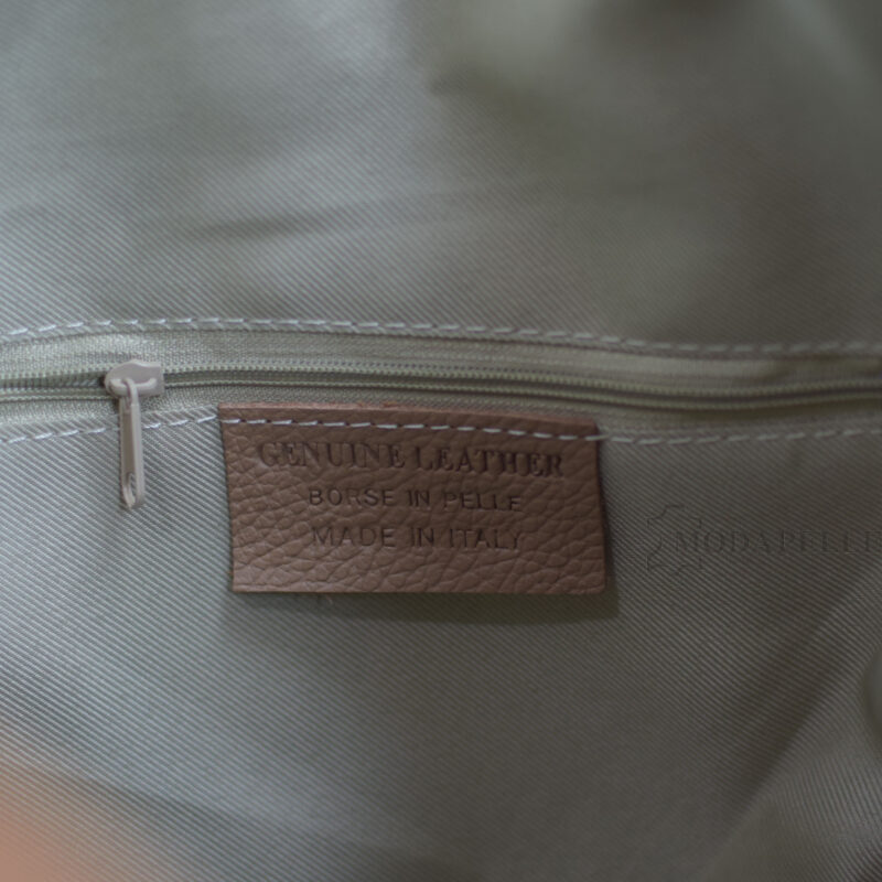 δερμάτινη τσάντα σε χρώμα ταμπά - made in Italy