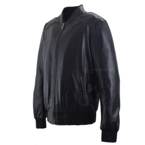 Ανδρικό δερμάτινο μπουφάν - σε χρώμα μαύρο