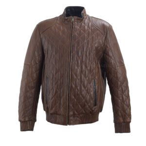 δερμάτινο ανδρικό μπουφάν σε χρώμα καφέ