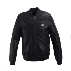 Ανδρικό δερμάτινο μπουφάν - σε χρώμα μαύρο