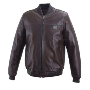 δερμάτινο ανδρικό μπουφάν σε χρώμα καφέ