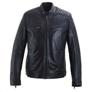 Ανδρικό δερμάτινο μπουφάν - σε χρώμα μαύρο