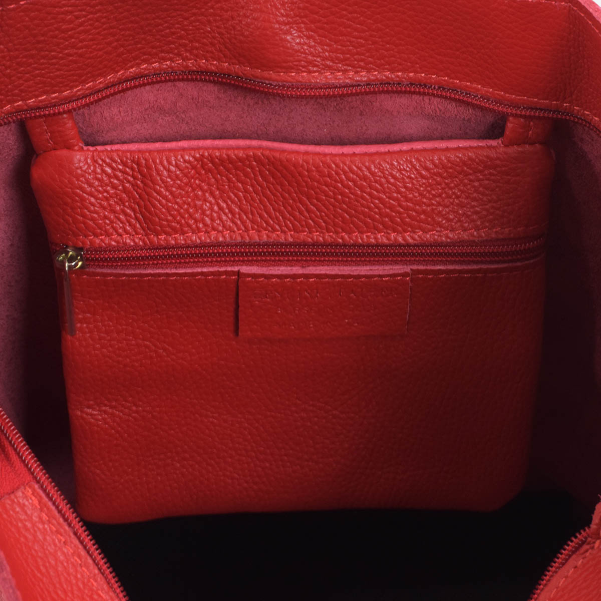 δερμάτινη τσάντα σε χρώμα κόκκινο - made in Italy